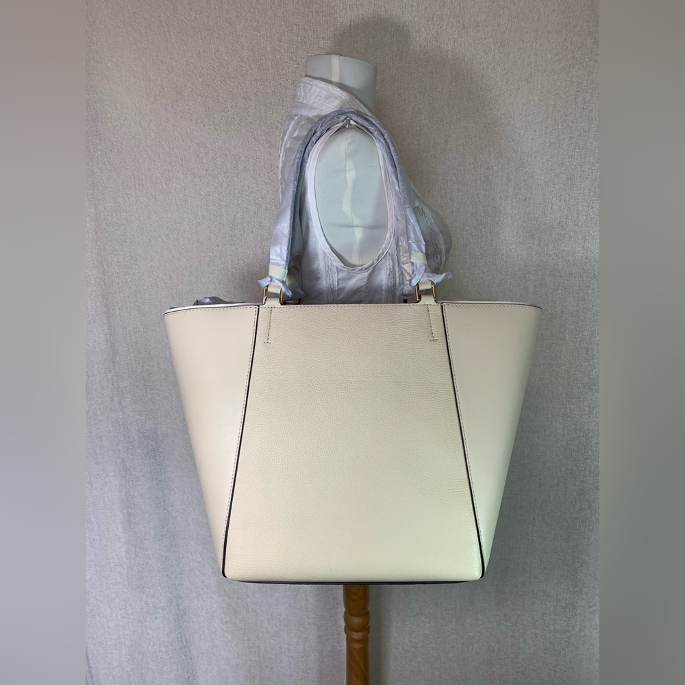 NEW Tory Burch Mcgraw Dragonfly Brie Cream Leather Oversized Shopper Tote Bag - Picture 7 of 16
